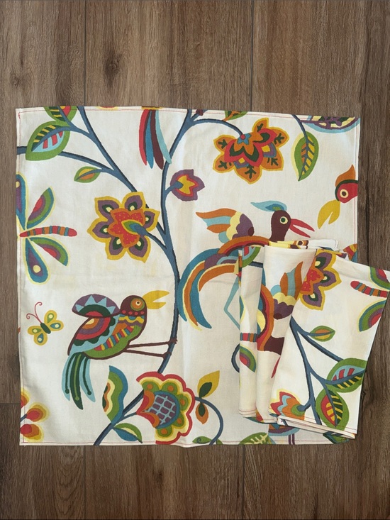 Other - Colorful Tropical Bird Cotton Napkin Set of 4. Like new!!